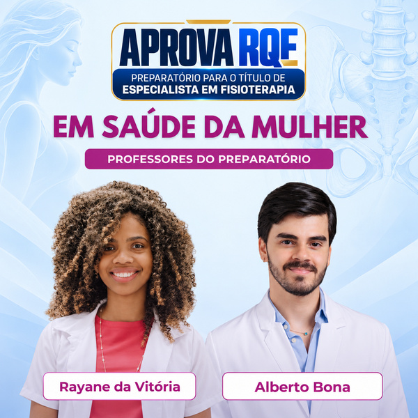 Professores Rayane da Vitória e Alberto Bona, docentes do preparatório APROVA RQE em Saúde da Mulher